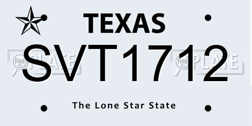 SVT1712 Texas License Plate