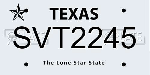 SVT2245 Texas License Plate