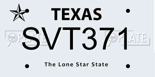 SVT371 Texas License Plate