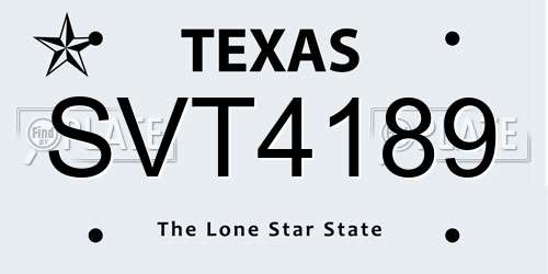 SVT4189 Texas License Plate