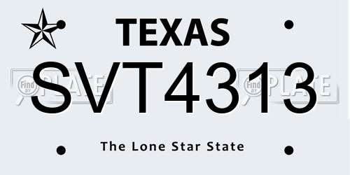 SVT4313 Texas License Plate