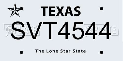 SVT4544 Texas License Plate