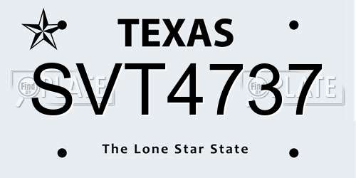 SVT4737 Texas License Plate
