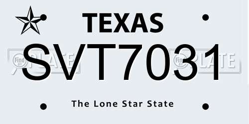 SVT7031 Texas License Plate