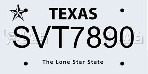SVT7890 Texas License Plate