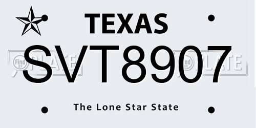 SVT8907 Texas License Plate