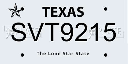 SVT9215 Texas License Plate