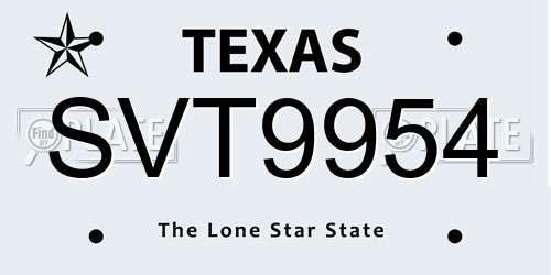 SVT9954 Texas License Plate