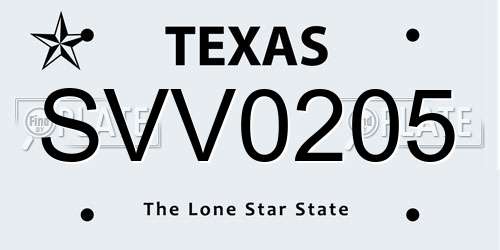 SVV0205 Texas License Plate
