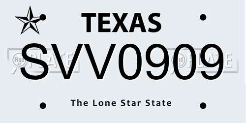 SVV0909 Texas License Plate