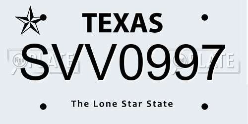 SVV0997 Texas License Plate
