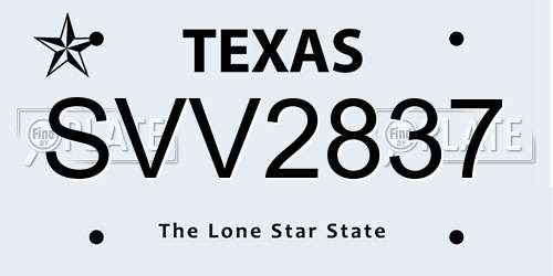 SVV2837 Texas License Plate