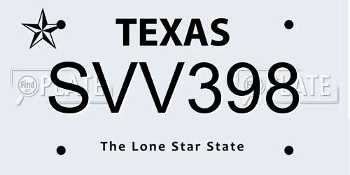 SVV398 Texas License Plate