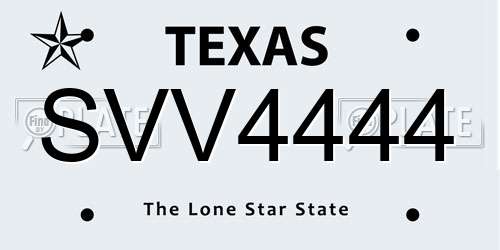 SVV4444 Texas License Plate