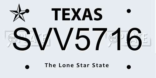 SVV5716 Texas License Plate