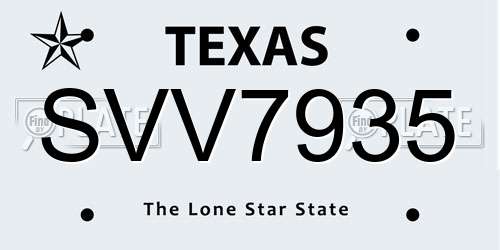 SVV7935 Texas License Plate