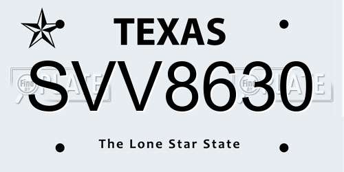 SVV8630 Texas License Plate