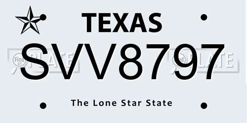 SVV8797 Texas License Plate