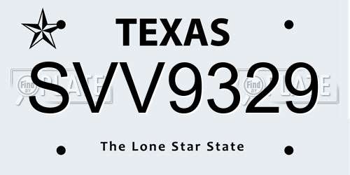 SVV9329 Texas License Plate