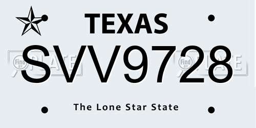 SVV9728 Texas License Plate