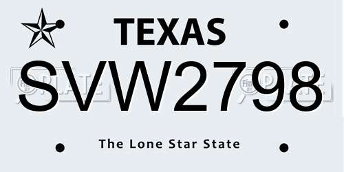 SVW2798 Texas License Plate