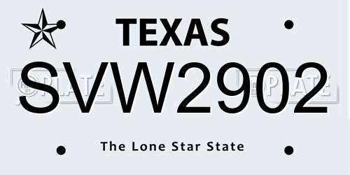 SVW2902 Texas License Plate