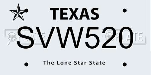 SVW520 Texas License Plate