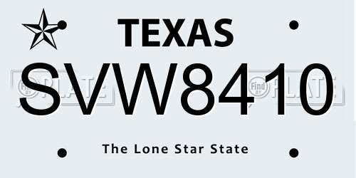 SVW8410 Texas License Plate