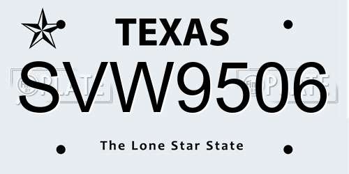 SVW9506 Texas License Plate