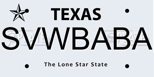 SVWBABA Texas License Plate
