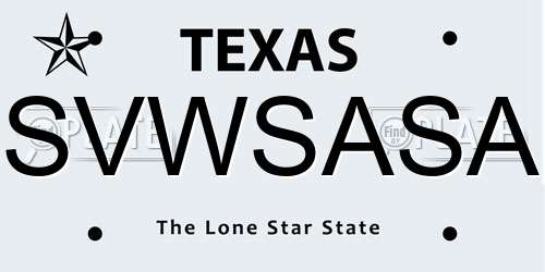 SVWSASA Texas License Plate