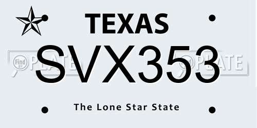 SVX353 Texas License Plate