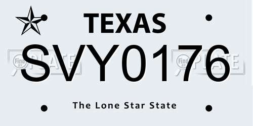 SVY0176 Texas License Plate