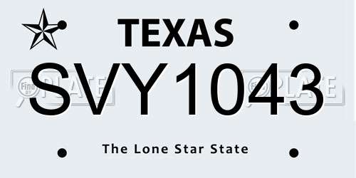 SVY1043 Texas License Plate