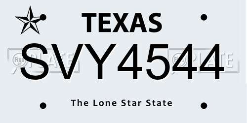 SVY4544 Texas License Plate
