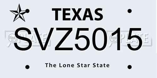 SVZ5015 Texas License Plate