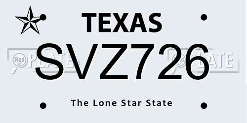 SVZ726 Texas License Plate