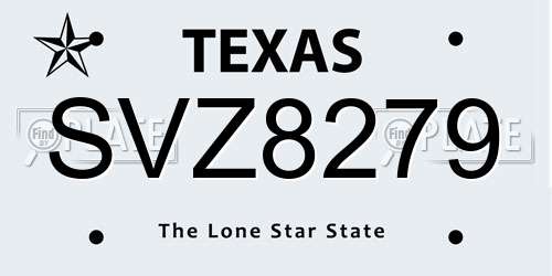 SVZ8279 Texas License Plate