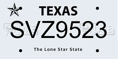 SVZ9523 Texas License Plate