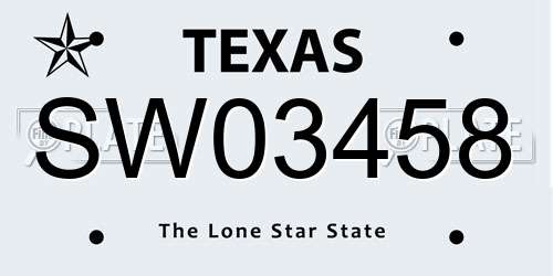 SW03458 Texas License Plate