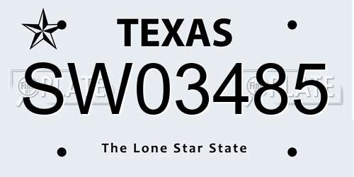 SW03485 Texas License Plate