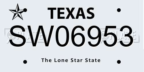 SW06953 Texas License Plate