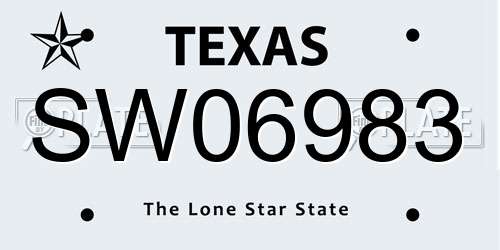 SW06983 Texas License Plate