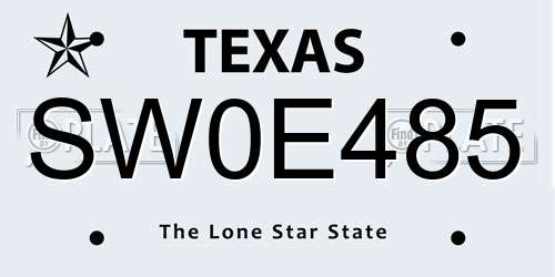 SW0E485 Texas License Plate