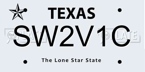 SW2V1C Texas License Plate