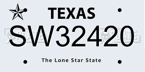 SW32420 Texas License Plate