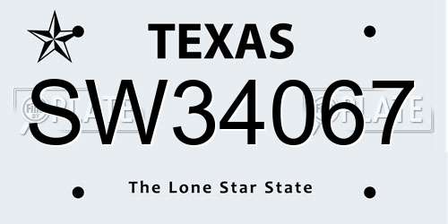 SW34067 Texas License Plate