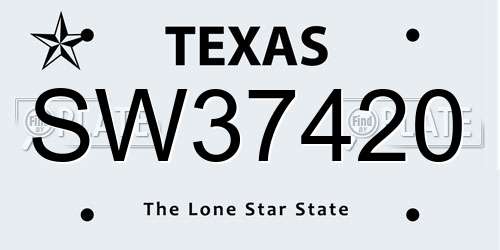 SW37420 Texas License Plate