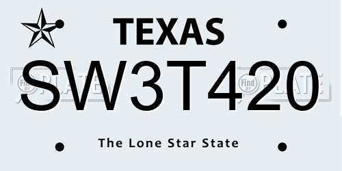 SW3T420 Texas License Plate