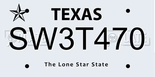 SW3T470 Texas License Plate